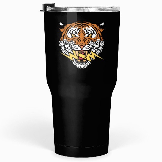 Tiger face and lightning bolt Tumblers 30 Oz