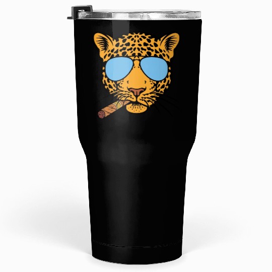 Jaguar with aviator sunglasses and Cuban cigar Tumblers 30 Oz