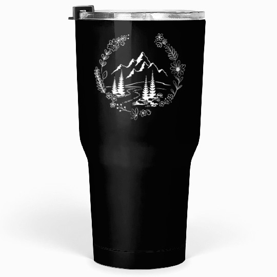 Flower Mountain Landscape Wilderness Forest Tumblers 30 Oz