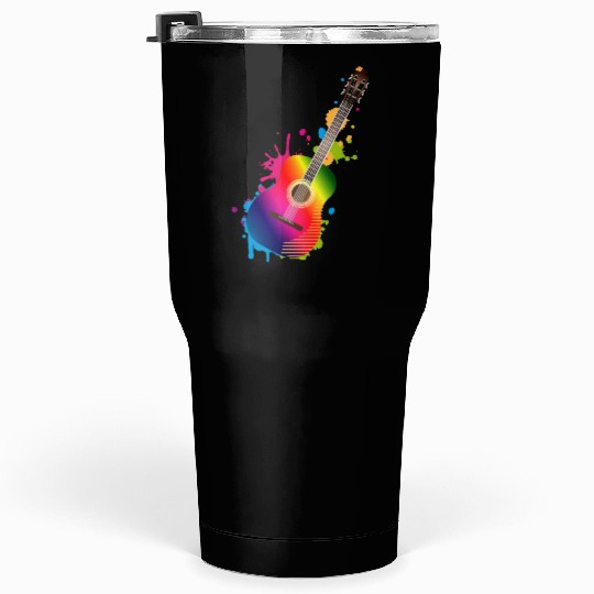 Acoustic guitar graffiti in rainbow colors Tumblers 30 Oz