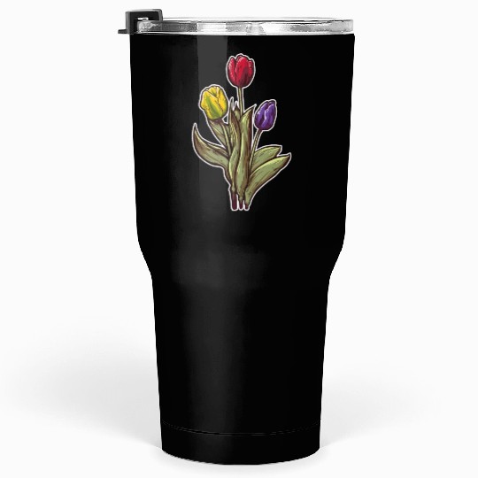 Vintage Tulips Flower Plants Florist Gardening Tumblers 30 Oz