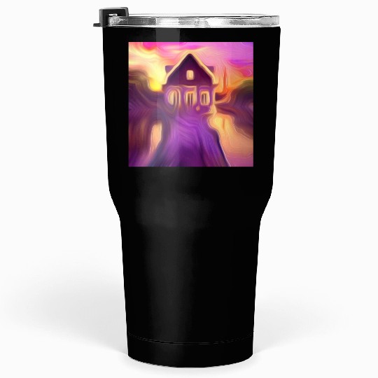 sunset house digital art abstract painting Tumblers 30 Oz