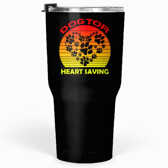 Paw Heart Dogtor retro sunset Tumblers 30 Oz