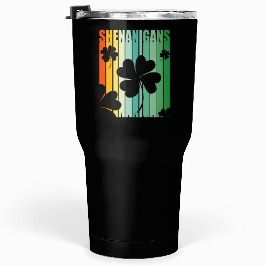 St Patrick Shenanigans Retro Shamrock Tumblers 30 Oz