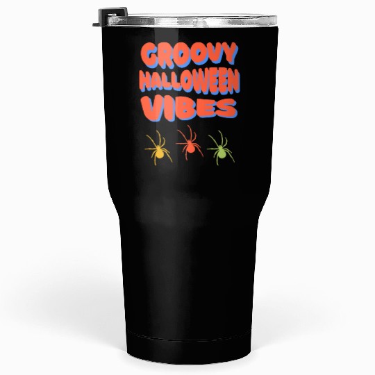 Groovy Halloween Vibes Spiders Retro Colors Tumblers 30 Oz