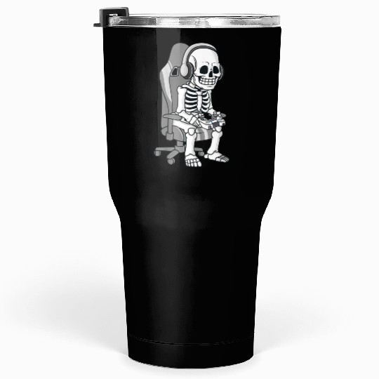 Gaming Halloween Skeleton Scary Gamer Boys Kids Tumblers 30 Oz
