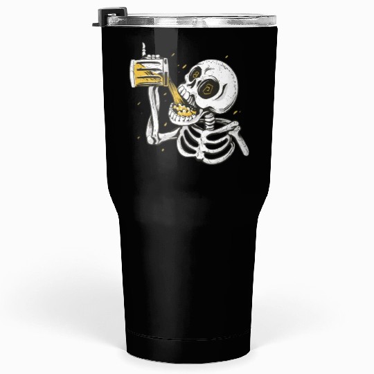 Skeleton drinking beer Tumblers 30 Oz