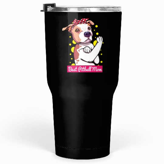 Retro Pitbull Dog Mom Lover Cartoon Tumblers 30 Oz