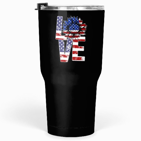 Love Sunflower USA 4th of July Pride Tumblers 30 Oz