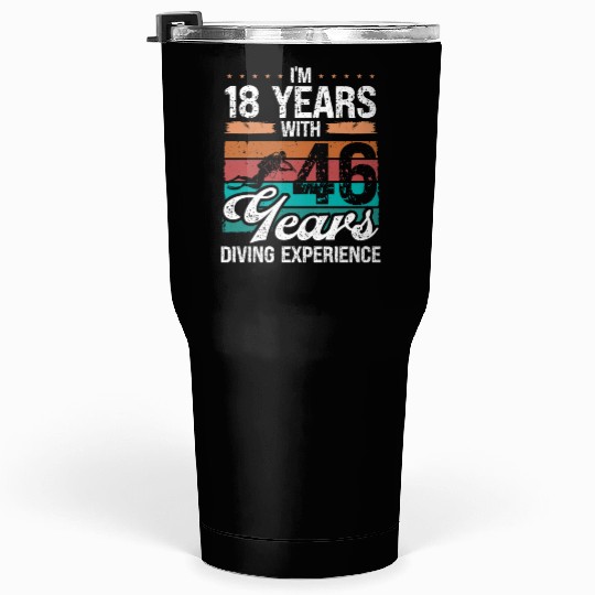 64 Birthday Idea Scuba Diving 64 Year Old Diver Tumblers 30 Oz