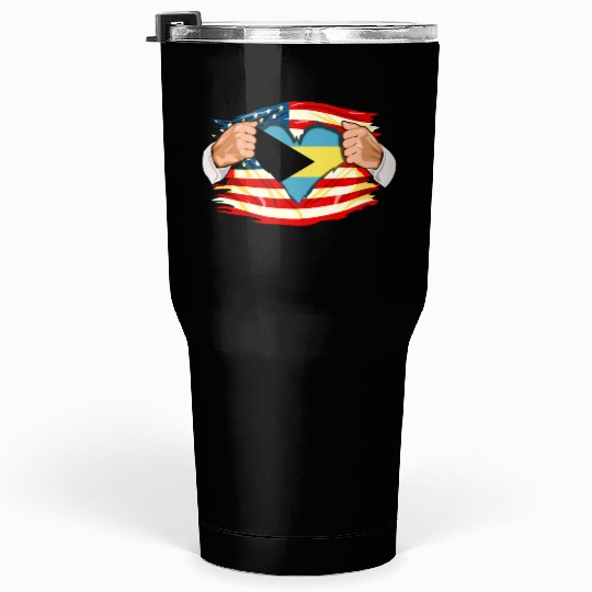 Bahamian Who Live in America Bahamas Flag Tumblers 30 Oz