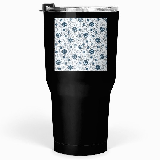 Modern Snowflakes Pattern White Blue Tumblers 30 Oz