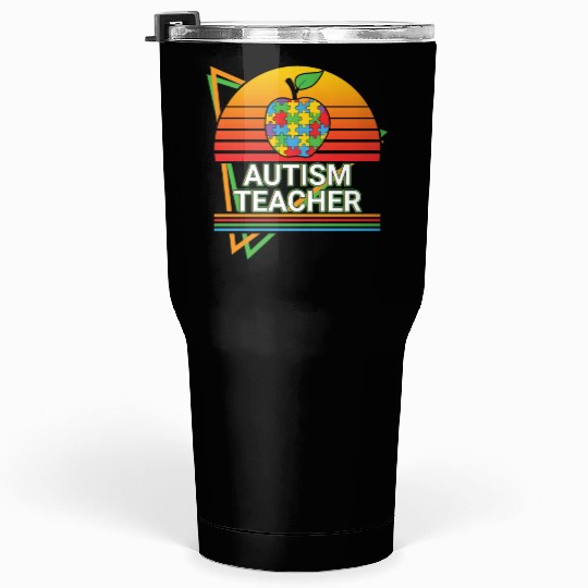 Autism Teacher Retro Tumblers 30 Oz