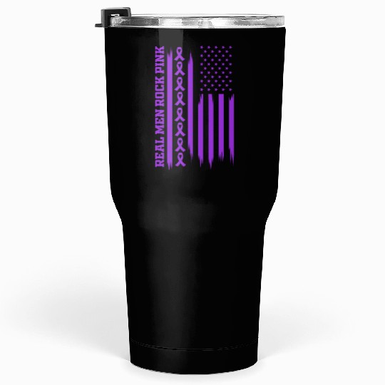 American Flag Real Men Rock Breast Cancer Tumblers 30 Oz