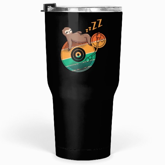 Music Vinyl LP Collection Cute Sleeping Sloth Tumblers 30 Oz