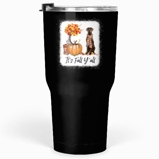 It's Fall Y all Great Dane Dog Lovers Thanksgiving Tumblers 30 Oz