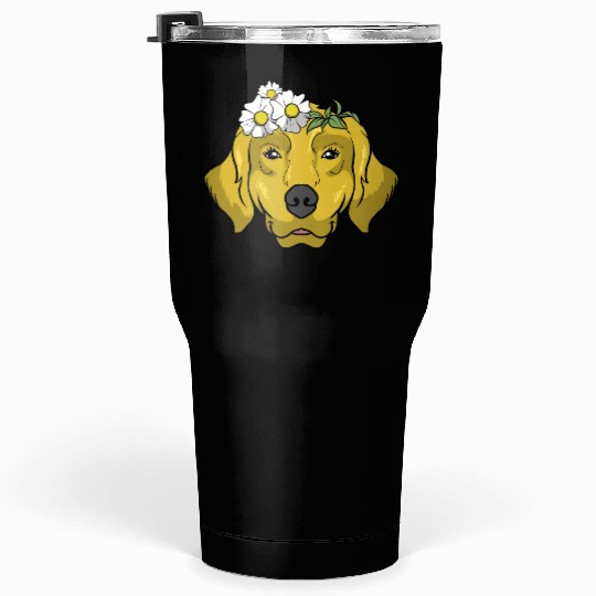 Dog Golden Retriever Flower Tumblers 30 Oz