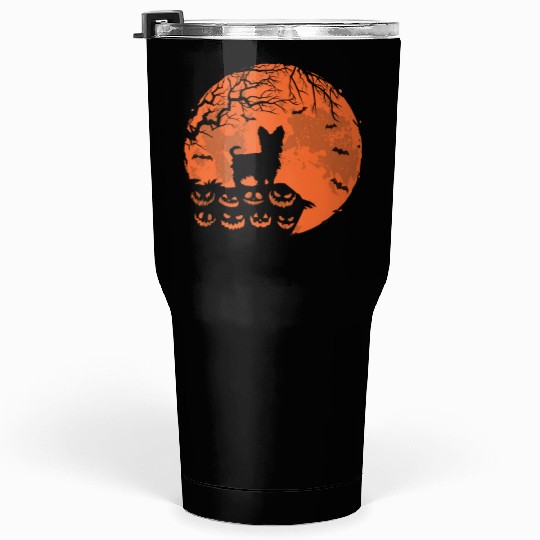 Yorkie Dog And Moon Halloween Funny Dog Lover Gift Tumblers 30 Oz