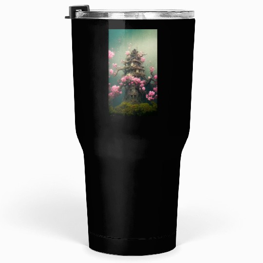 Underwater Sakura Temple Tumblers 30 Oz