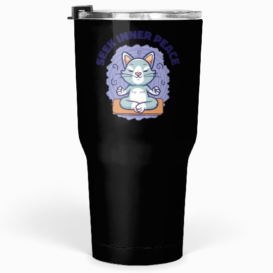 Serenity Cat Yoga Cat Owner Meditation Yoga Fan Tumblers 30 Oz