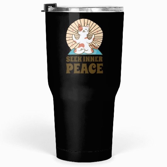 Serenity Cat Yoga Cat Owner Meditation Yoga Fan Tumblers 30 Oz