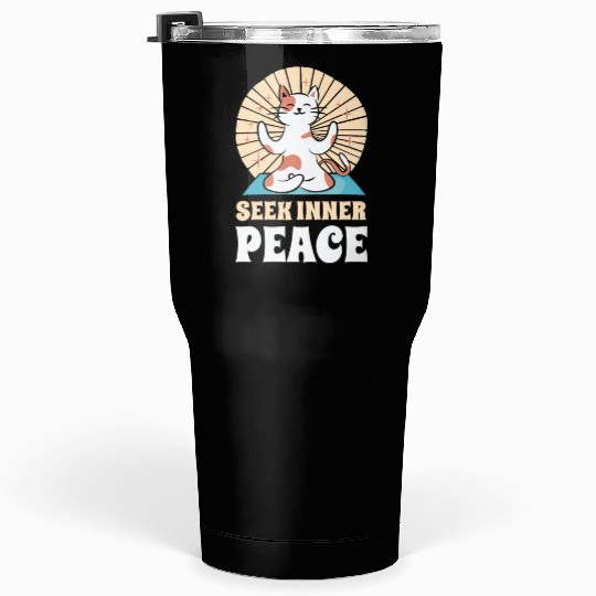 Serenity Cat Yoga Cat Owner Meditation Yoga Fan Tumblers 30 Oz