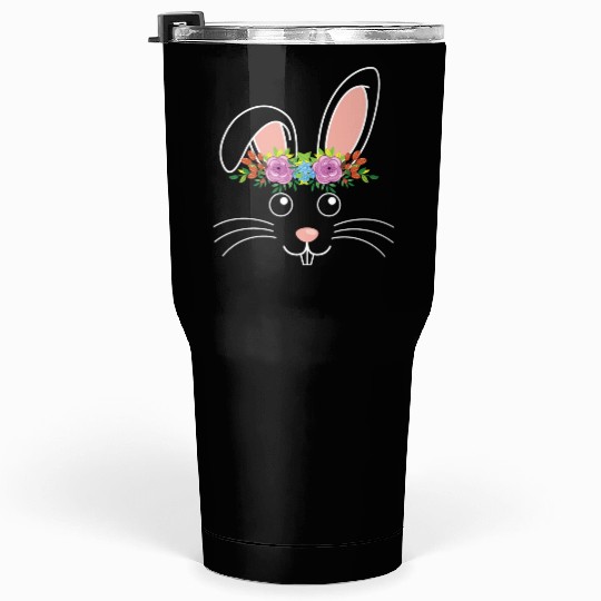 Cute Bunny Hairdress Flowers Women Girls Easter Tumblers 30 Oz