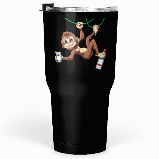 Funny Monkey drinking Grain Chimpanzee Tumblers 30 Oz