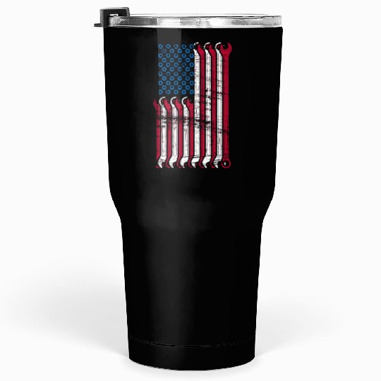 American Flag Mechanic Combination Wrenches Tumblers 30 Oz