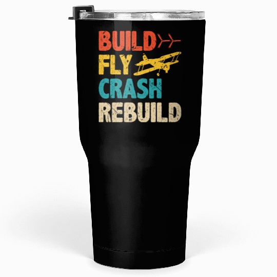 Build Fly Crash RC Plane Pilot Model Airplane Tumblers 30 Oz