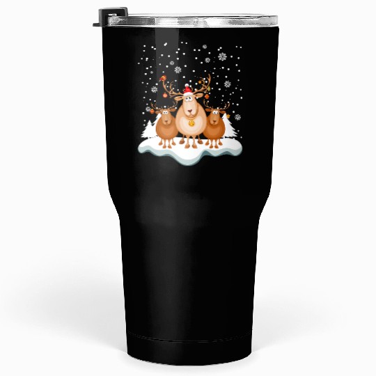Funny Reindeer Red Nose Santa Snowflake Tumblers 30 Oz