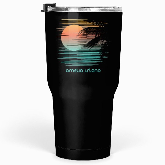 Artistic Amelia Island Florida Palm Tree Vacation Tumblers 30 Oz