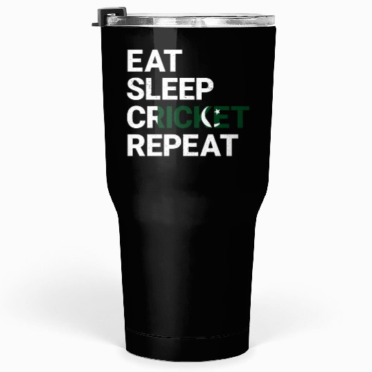 Eat Sleep Cricket Repeat PK Flag Sports Gift Tumblers 30 Oz