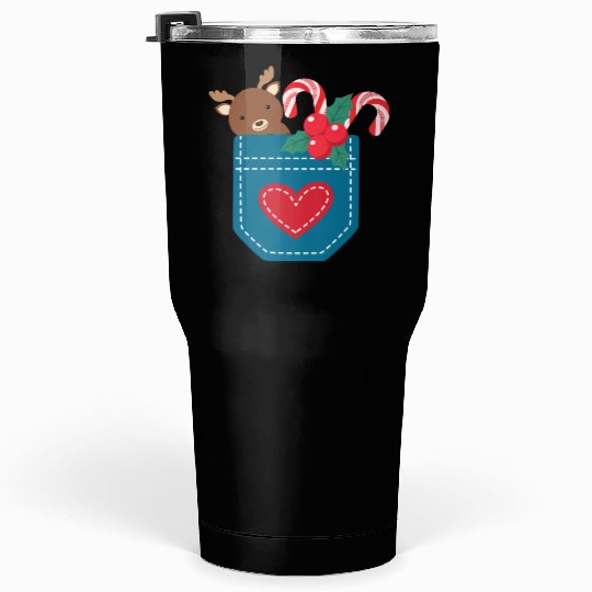 Christmas moose peppermint pocket Tumblers 30 Oz