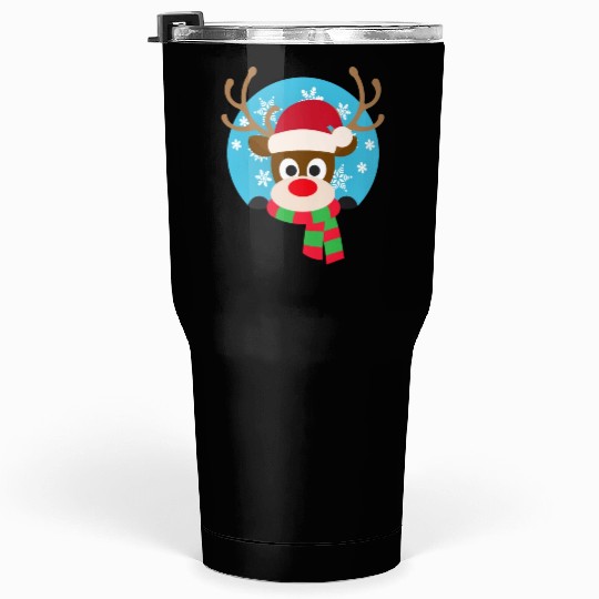 Cute Rudolph Red-Nosed Reindeer Christmas Design Tumblers 30 Oz