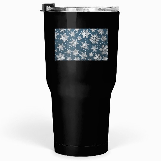 Modern Snowflakes Pattern Blue Tumblers 30 Oz