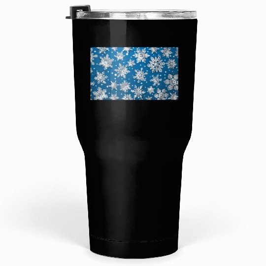 Modern Snowflakes Pattern Blue Tumblers 30 Oz