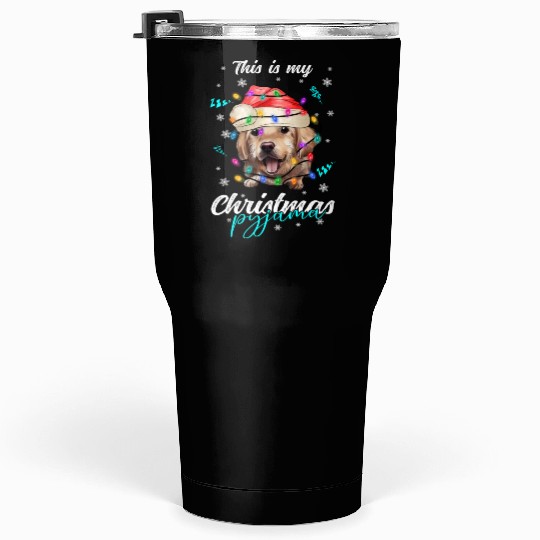 Winter Christmas Pyjama Golden Retriever Tumblers 30 Oz