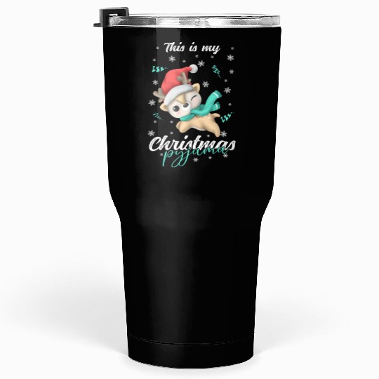 Winter Christmas Pyjama Reindeer Tumblers 30 Oz