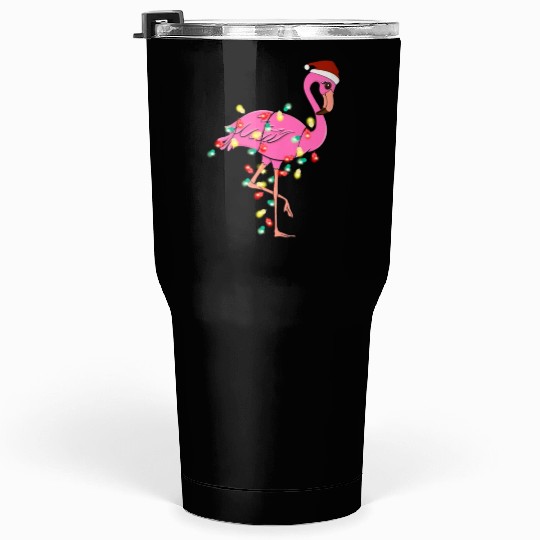 Christmas Animal Flamingo Fairy Lights Hat Tumblers 30 Oz
