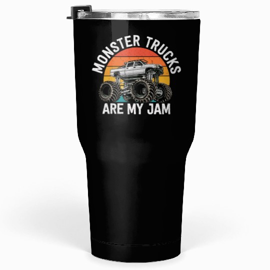 Monster Trucks Are My Jam Vintage Retro Tumblers 30 Oz