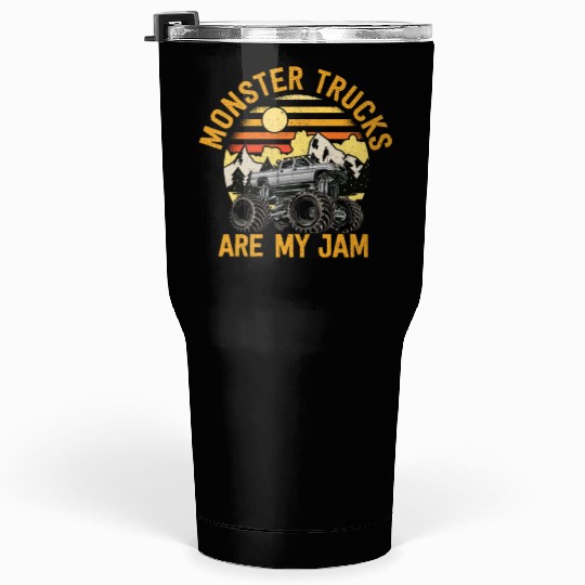 Monster Trucks Are My Jam Vintage Retro Tumblers 30 Oz