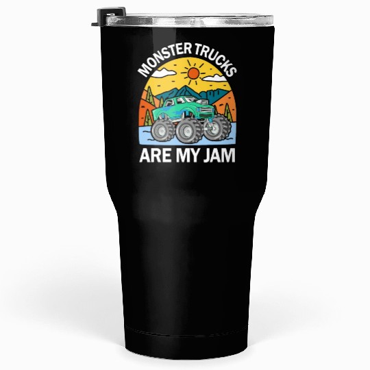 Monster Trucks Are My Jam Vintage Retro Tumblers 30 Oz