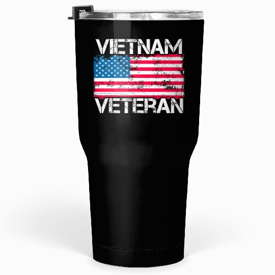 Vietnam Veteran Vintage Us Flag Military Vet Tumblers 30 Oz