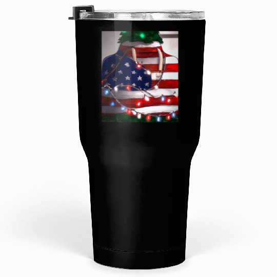 Patriotic Christmas Christmas Tree US Flag Tumblers 30 Oz