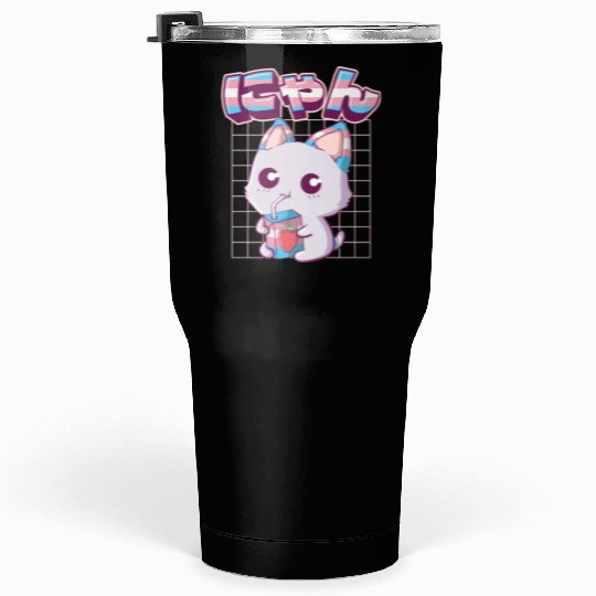 Transgender Pride Kawaii Cat Strawberry Milk Trans Tumblers 30 Oz