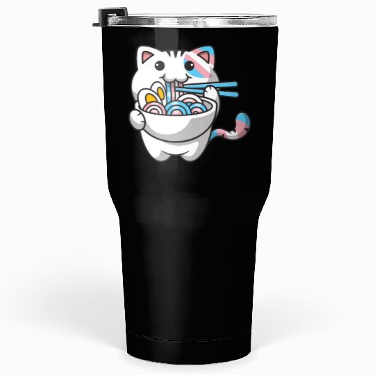 Transgender Pride Kawaii Cat Ramen Noodles Trans F Tumblers 30 Oz