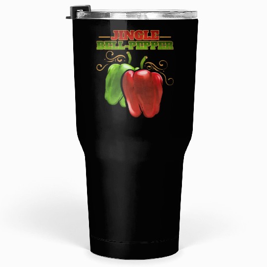 Red And Green Jingle Bell Pepper For Christmas Tumblers 30 Oz