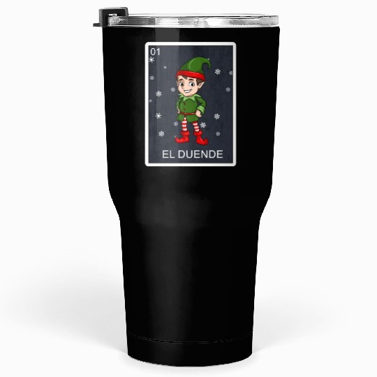 El Duende The Elf Card Mexican Lottery Christmas Tumblers 30 Oz