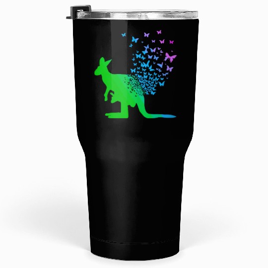 Butterfly & Kangaroo In Nature Australia Kangaroo Tumblers 30 Oz